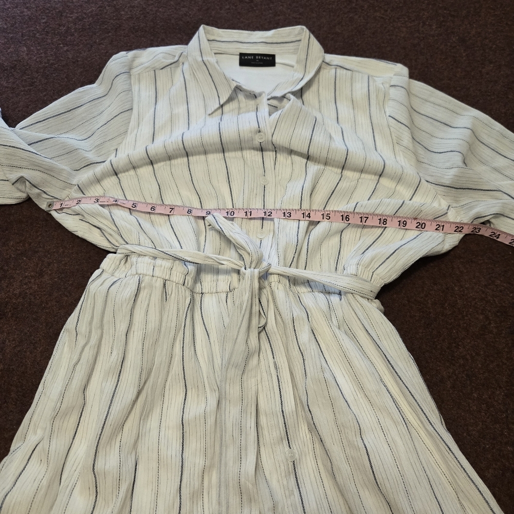Lane Bryant Blouson Sleeved Striped Midi Shirt Dress In Size 18 - Picture 4 of 9